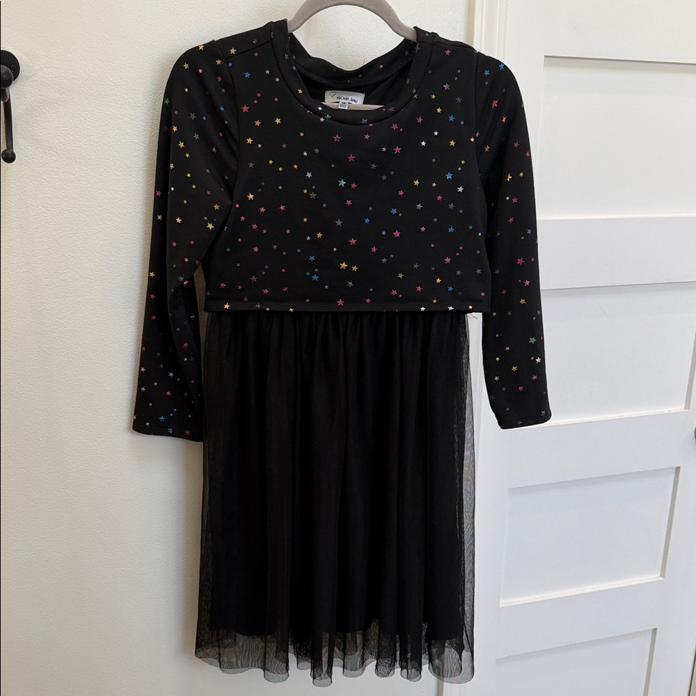 Starry Night Kids Dress with Tulle Skirt
